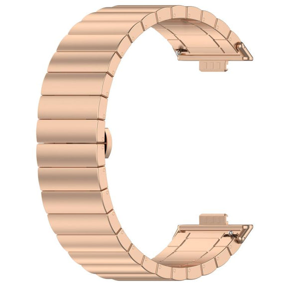 For Huawei Watch Fit3 Kalebol Solid Stainless Steel Strap(Rose Gold)