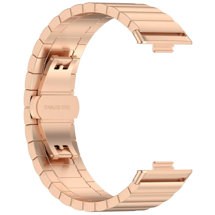 For Huawei Watch Fit3 Kalebol Solid Stainless Steel Strap(Rose Gold)