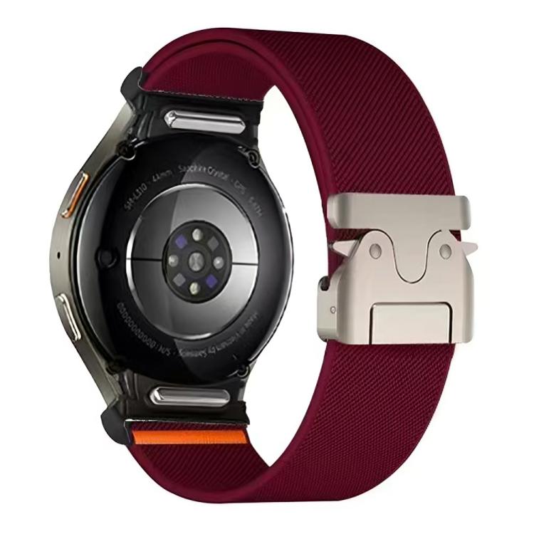 For Samsung Galaxy Watch 7 / 6 / 5 / 4 Press Button Connector Parachute Buckle Elastic Nylon Watch Band(Wine Red) - free shipping - PMc TechLife - Order now!