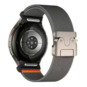 For Samsung Galaxy Watch 7 / 6 / 5 / 4 Press Button Connector Parachute Buckle Elastic Nylon Watch Band(Dark Grey)