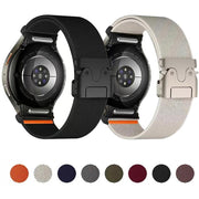 For Samsung Galaxy Watch 7 / 6 / 5 / 4 Press Button Connector Parachute Buckle Elastic Nylon Watch Band(Wine Red)