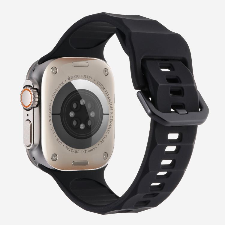 For Apple Watch 42mm / 41mm / 40mm / 38mm Kalebol Ripple Sports Silicone Strap(Black) - Watch Bands by Kalebol | Online Shopping South Africa | PMC TechLife | Buy Now Pay Later Mobicred
