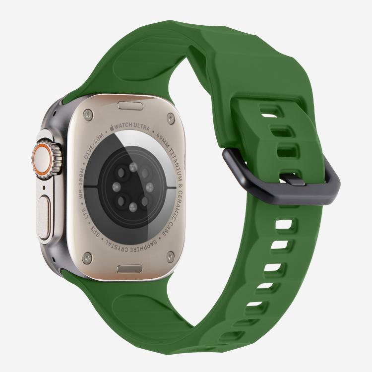 For Apple Watch 42mm / 41mm / 40mm / 38mm Kalebol Ripple Sports Silicone Strap(Army Green) - Watch Bands by Kalebol | Online Shopping South Africa | PMC TechLife | Buy Now Pay Later Mobicred