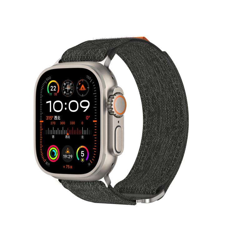 For Apple Watch 46mm / 49mm / 45mm / 44mm Kalebol Canvas Pattern Nylon Loop Strap(Black) - Watch Bands by Kalebol | Online Shopping South Africa | PMC TechLife | Buy Now Pay Later Mobicred