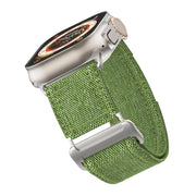 For Apple Watch 46mm / 49mm / 45mm / 44mm Kalebol Canvas Pattern Nylon Loop Strap(Army Green)