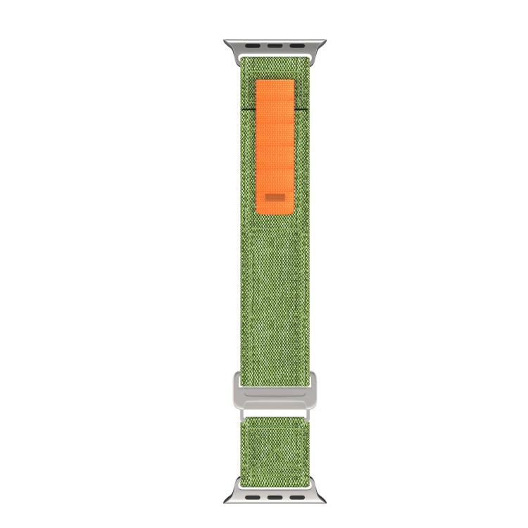For Apple Watch 46mm / 49mm / 45mm / 44mm Kalebol Canvas Pattern Nylon Loop Strap(Army Green)