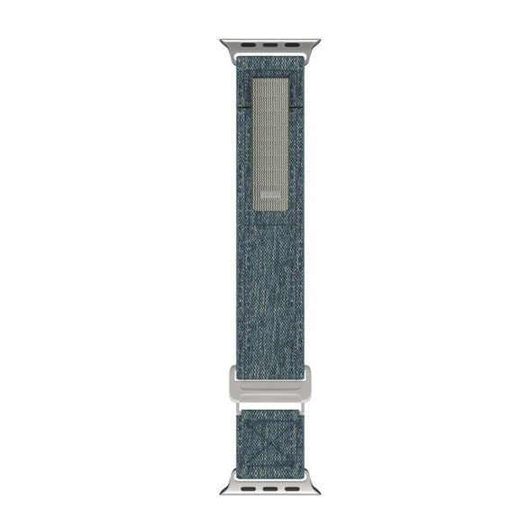 For Apple Watch 46mm / 49mm / 45mm / 44mm Kalebol Canvas Pattern Nylon Loop Strap(Blue)
