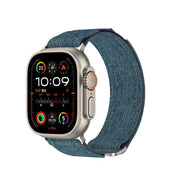 For Apple Watch 46mm / 49mm / 45mm / 44mm Kalebol Canvas Pattern Nylon Loop Strap(Light Blue)