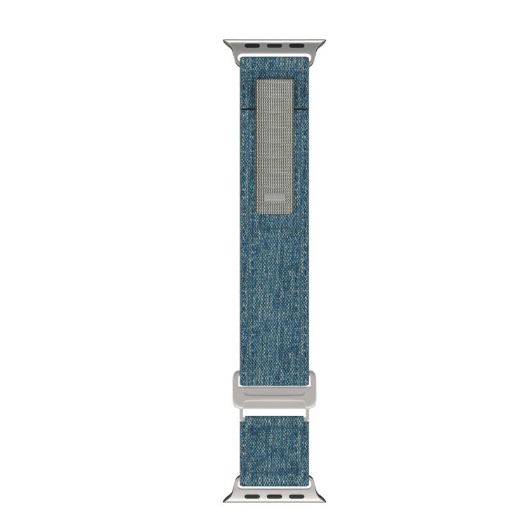 For Apple Watch 46mm / 49mm / 45mm / 44mm Kalebol Canvas Pattern Nylon Loop Strap(Light Blue)