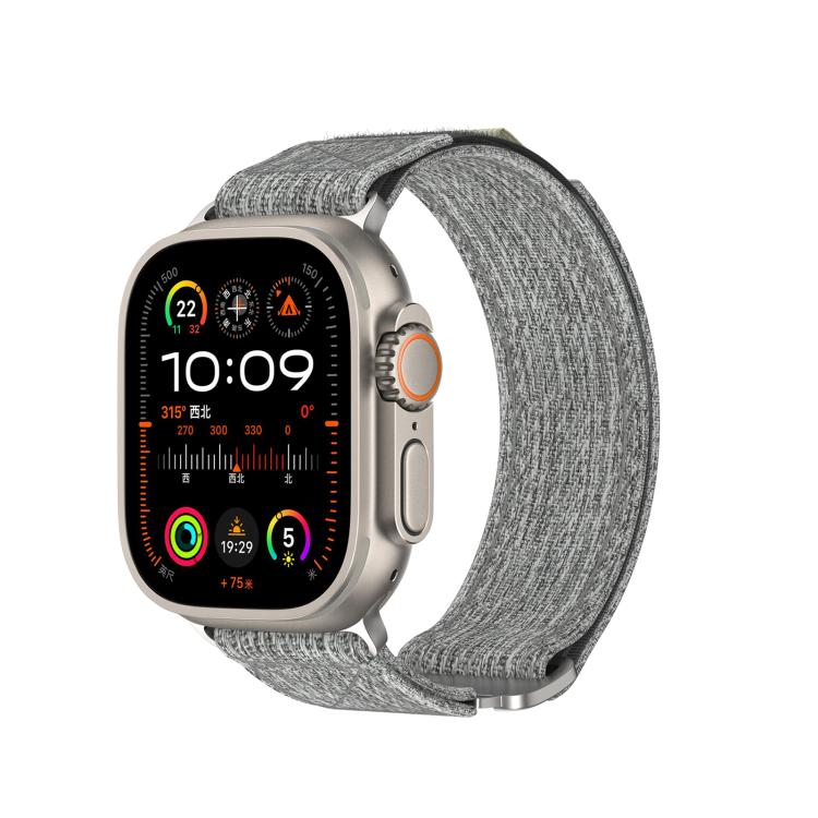 For Apple Watch 46mm / 49mm / 45mm / 44mm Kalebol Canvas Pattern Nylon Loop Strap(Light Grey) - Watch Bands by Kalebol | Online Shopping South Africa | PMC TechLife | Buy Now Pay Later Mobicred