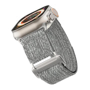 For Apple Watch 46mm / 49mm / 45mm / 44mm Kalebol Canvas Pattern Nylon Loop Strap(Light Grey)