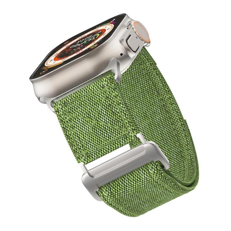For Apple Watch 42mm / 41mm / 40mm / 38mm Kalebol Canvas Pattern Nylon Loop Strap(Army Green)