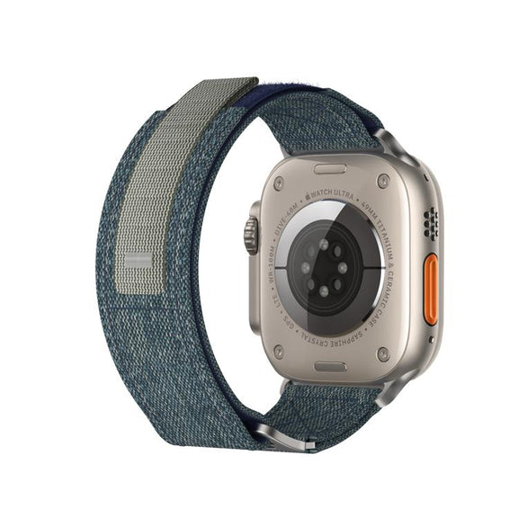 For Apple Watch 42mm / 41mm / 40mm / 38mm Kalebol Canvas Pattern Nylon Loop Strap(Blue)