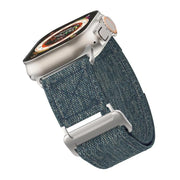 For Apple Watch 42mm / 41mm / 40mm / 38mm Kalebol Canvas Pattern Nylon Loop Strap(Blue)