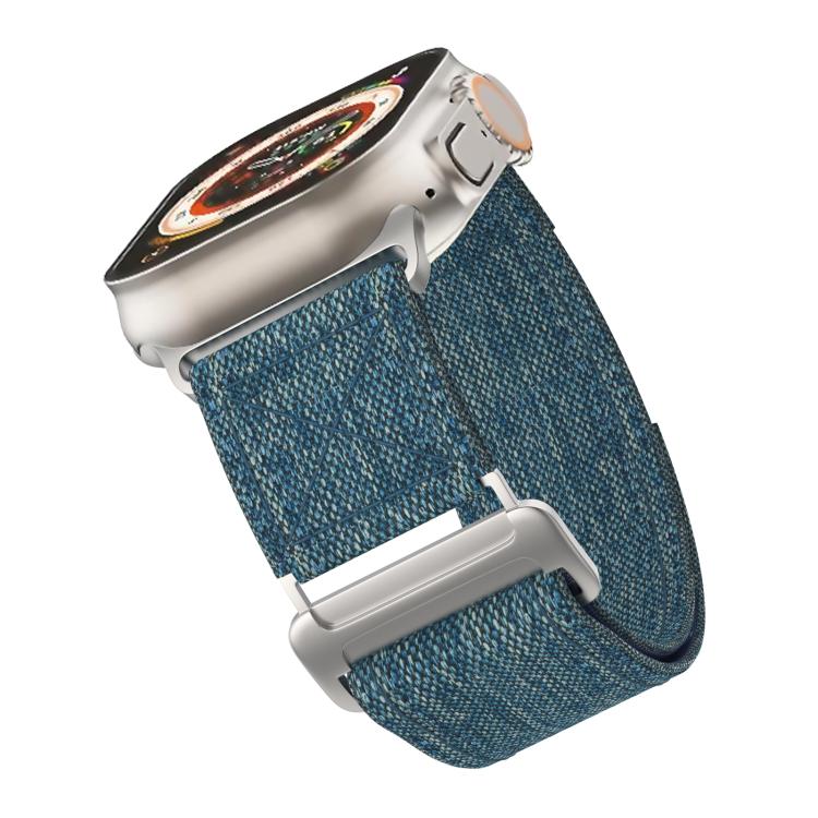 For Apple Watch 42mm / 41mm / 40mm / 38mm Kalebol Canvas Pattern Nylon Loop Strap(Light Blue)