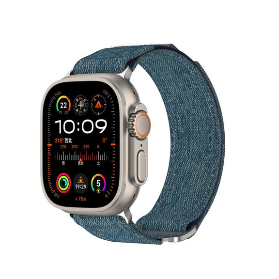 For Apple Watch 42mm / 41mm / 40mm / 38mm Kalebol Canvas Pattern Nylon Loop Strap(Light Blue)