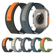 For Apple Watch 46mm / 49mm / 45mm / 44mm Kalebol Canvas Pattern Nylon Loop Strap(Black)
