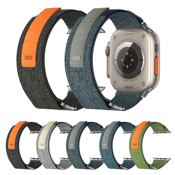 For Apple Watch 42mm / 41mm / 40mm / 38mm Kalebol Canvas Pattern Nylon Loop Strap(Light Grey)