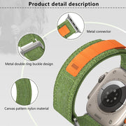 For Apple Watch 46mm / 49mm / 45mm / 44mm Kalebol Canvas Pattern Nylon Loop Strap(Black)