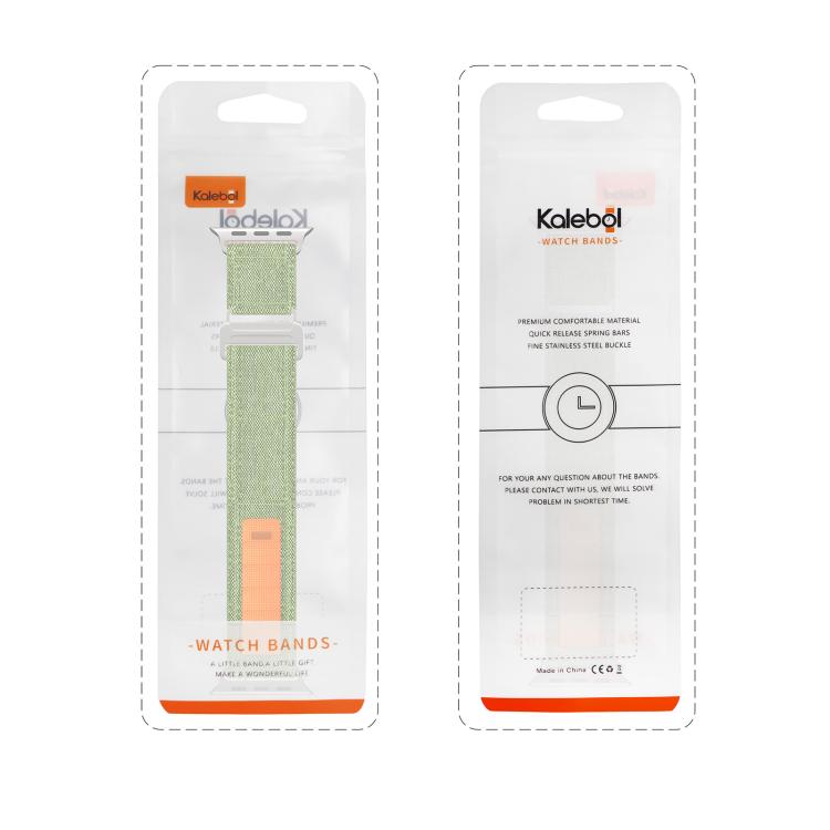 For Apple Watch 46mm / 49mm / 45mm / 44mm Kalebol Canvas Pattern Nylon Loop Strap(Black)