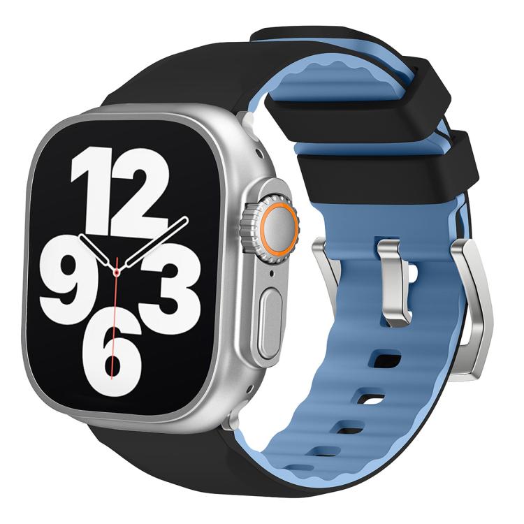 For Apple Watch 46mm / 49mm / 45mm / 44mm Kalebol Contrast Two-tone Silicone Strap(Black) - Watch Bands by Kalebol | Online Shopping South Africa | PMC TechLife | Buy Now Pay Later Mobicred