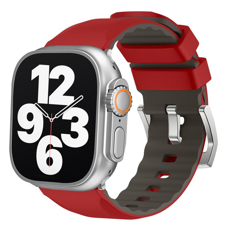 For Apple Watch 46mm / 49mm / 45mm / 44mm Kalebol Contrast Two-tone Silicone Strap(Red) - Watch Bands by Kalebol | Online Shopping South Africa | PMC TechLife | Buy Now Pay Later Mobicred