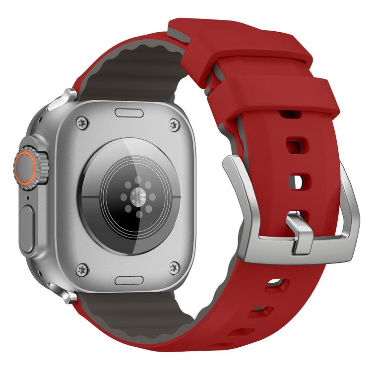 For Apple Watch 46mm / 49mm / 45mm / 44mm Kalebol Contrast Two-tone Silicone Strap(Red) - Watch Bands by Kalebol | Online Shopping South Africa | PMC TechLife | Buy Now Pay Later Mobicred