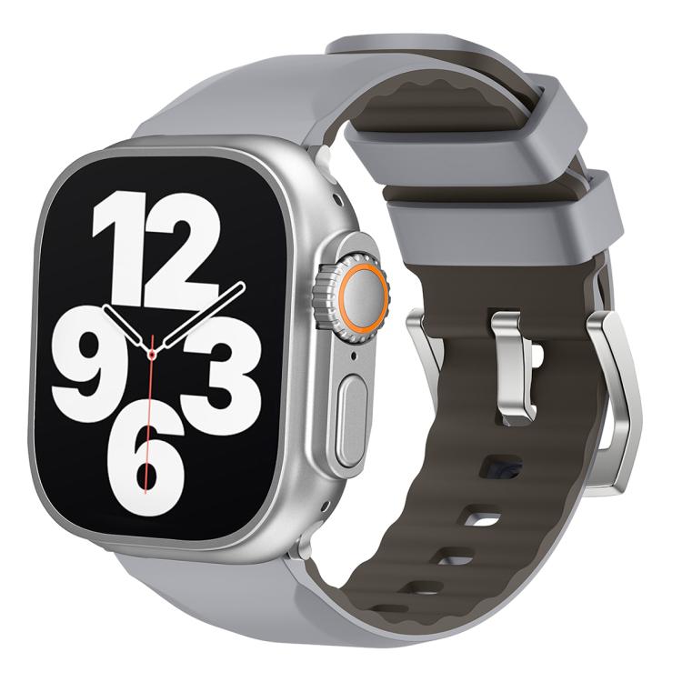 For Apple Watch 46mm / 49mm / 45mm / 44mm Kalebol Contrast Two-tone Silicone Strap(Light Grey) - Watch Bands by Kalebol | Online Shopping South Africa | PMC TechLife | Buy Now Pay Later Mobicred