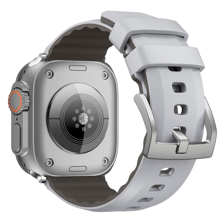 For Apple Watch 46mm / 49mm / 45mm / 44mm Kalebol Contrast Two-tone Silicone Strap(Light Grey) - Watch Bands by Kalebol | Online Shopping South Africa | PMC TechLife | Buy Now Pay Later Mobicred