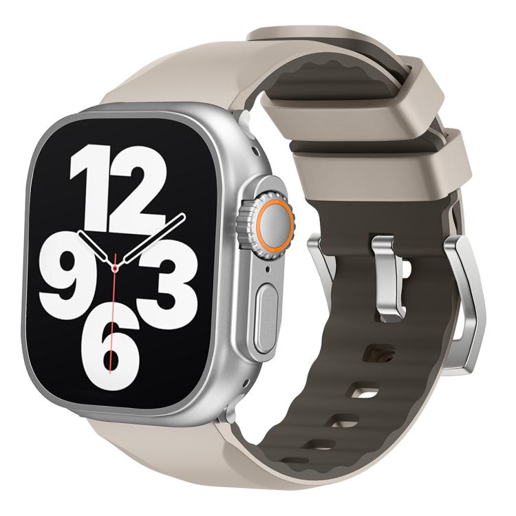 For Apple Watch 46mm / 49mm / 45mm / 44mm Kalebol Contrast Two-tone Silicone Strap(Starlight) - Watch Bands by Kalebol | Online Shopping South Africa | PMC TechLife | Buy Now Pay Later Mobicred