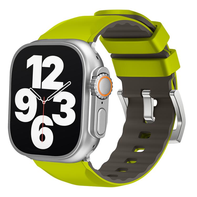 For Apple Watch 42mm / 41mm / 40mm / 38mm Kalebol Contrast Two-tone Silicone Strap(Fluorescent Green) - Watch Bands by Kalebol | Online Shopping South Africa | PMC TechLife | Buy Now Pay Later Mobicred