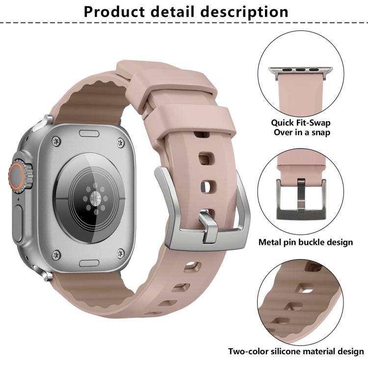 For Apple Watch 46mm / 49mm / 45mm / 44mm Kalebol Contrast Two-tone Silicone Strap(Pink Sand) - Watch Bands by Kalebol | Online Shopping South Africa | PMC TechLife | Buy Now Pay Later Mobicred