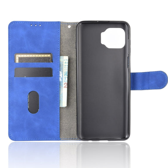 For Motorola Moto G 5G Plus Solid Color Skin Feel Magnetic Buckle Horizontal Flip Calf Texture PU Leather Case with Holder & Card Slots & Wallet(Blue)