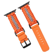 For Apple Watch 42mm / 41mm / 40mm / 38mm Double Leather Buckle Paracord Nylon Watch Band(Orange)