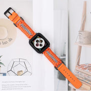 For Apple Watch 42mm / 41mm / 40mm / 38mm Double Leather Buckle Paracord Nylon Watch Band(Orange)