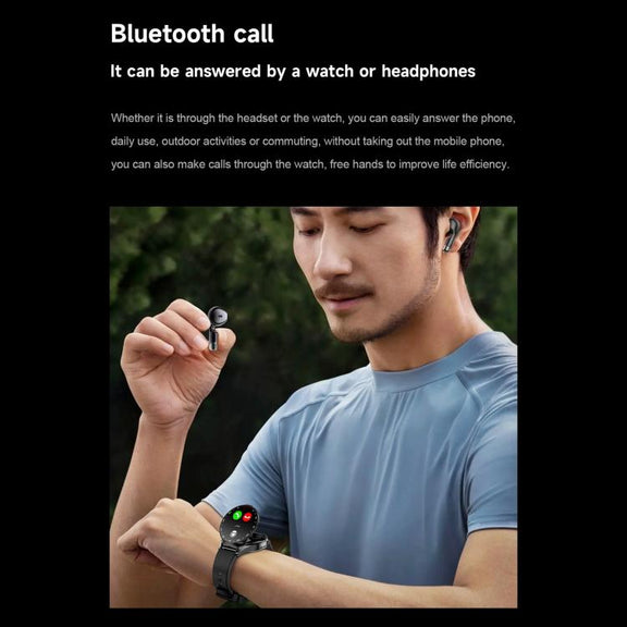 D9 1.46 inch 2 in 1 Bluetooth Earphone Smart Watch, Support Bluetooth Call / NFC / Heart Rate(Silver)