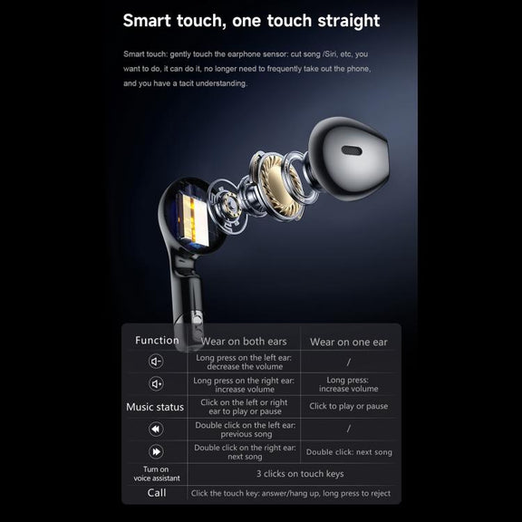 D9 1.46 inch 2 in 1 Bluetooth Earphone Smart Watch, Support Bluetooth Call / NFC / Heart Rate(Black)