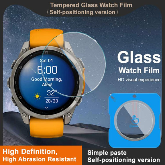 For Garmin Fenix 8 AMOLED 47mm imak Tempered Glass Watch Film, Self-positioning Version