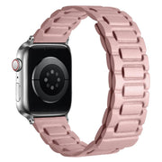 For Apple Watch 46mm / 49mm / 45mm / 44mm I-shaped Three-piece Leather Magnetic Watch Band(Light Pink)