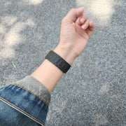 For Apple Watch 42mm / 41mm / 40mm / 38mm I-shaped Three-piece Leather Magnetic Watch Band(Black)