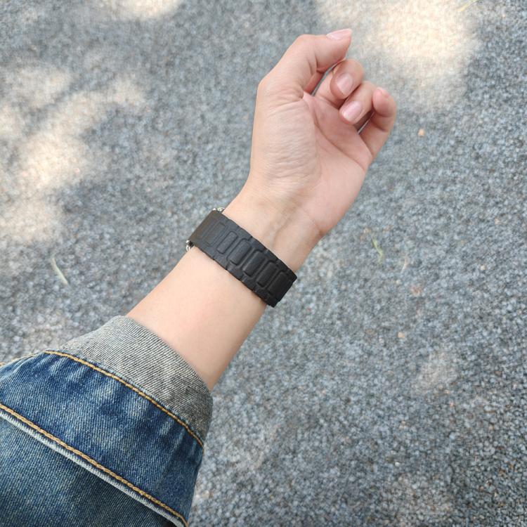 For Apple Watch 42mm / 41mm / 40mm / 38mm I-shaped Three-piece Leather Magnetic Watch Band(Black)