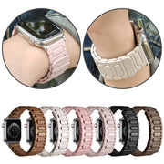 For Apple Watch 42mm / 41mm / 40mm / 38mm I-shaped Three-piece Leather Magnetic Watch Band(Brown)