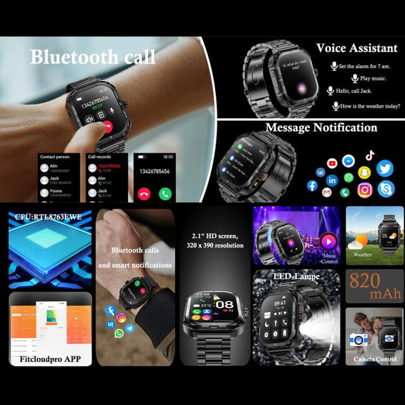 LF37 2.1 inch BT Call Smart Watch, Support Blood Oxygen / Heart Rate / Female Menstrual(Black Silicone)