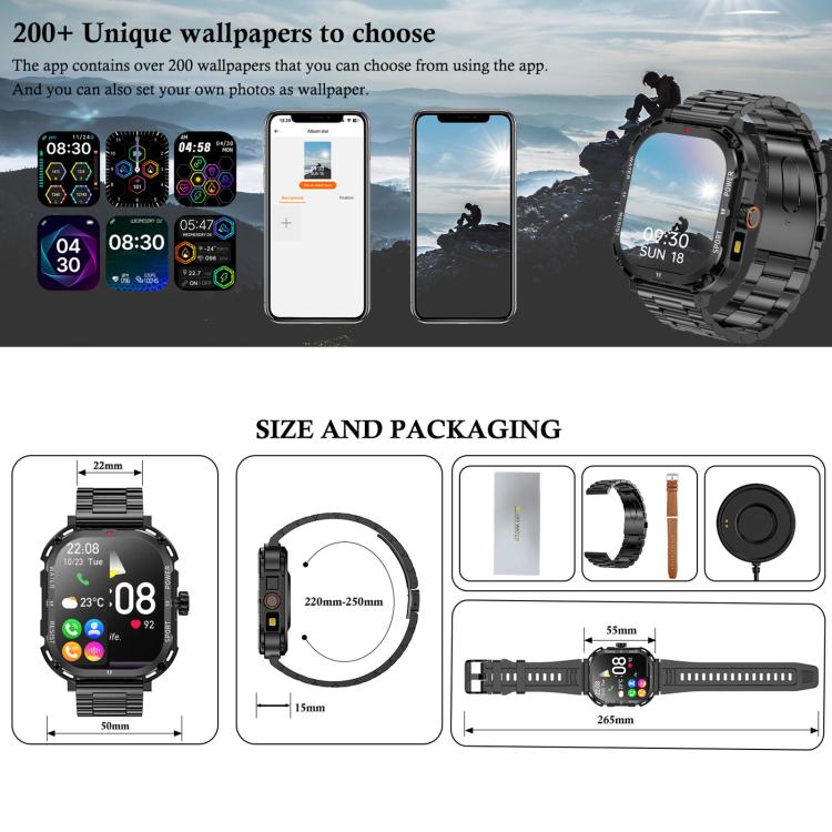 LF37 2.1 inch BT Call Smart Watch, Support Blood Oxygen / Heart Rate / Female Menstrual(Black Silicone)