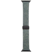 For Apple Watch 46mm / 49mm / 45mm / 44mm Folding Magnetic Buckle Denim Leather Watch Band(Blue Grey)