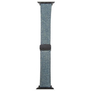 For Apple Watch 46mm / 49mm / 45mm / 44mm Folding Magnetic Buckle Denim Leather Watch Band(Misty Blue)