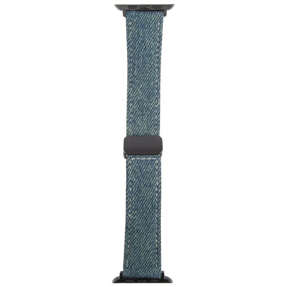 For Apple Watch 42mm / 41mm / 40mm / 38mm Folding Magnetic Buckle Denim Leather Watch Band(Royal Blue)