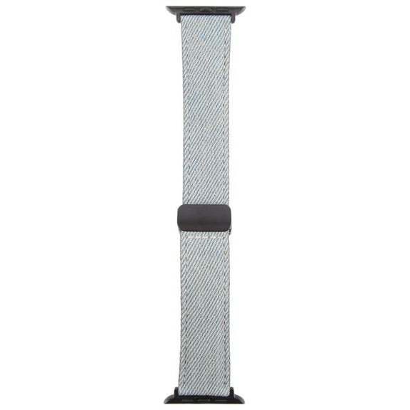 For Apple Watch 42mm / 41mm / 40mm / 38mm Folding Magnetic Buckle Denim Leather Watch Band(Light Blue)
