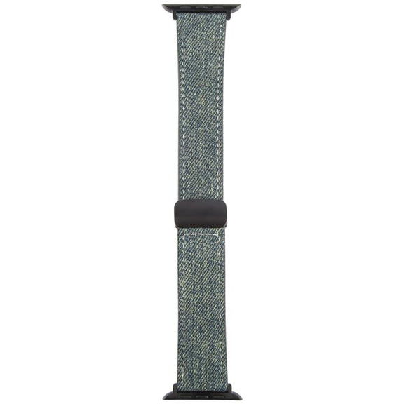 For Apple Watch 42mm / 41mm / 40mm / 38mm Folding Magnetic Buckle Denim Leather Watch Band(Blue Grey)