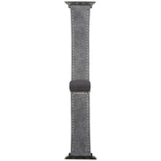 For Apple Watch 42mm / 41mm / 40mm / 38mm Folding Magnetic Buckle Denim Leather Watch Band(Black)
